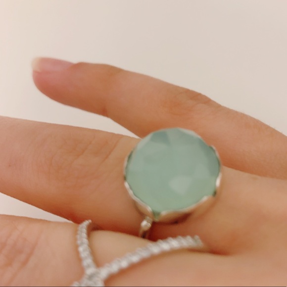 Aqua Mint Green Gemstone Adjustable Ring - Picture 5 of 6
